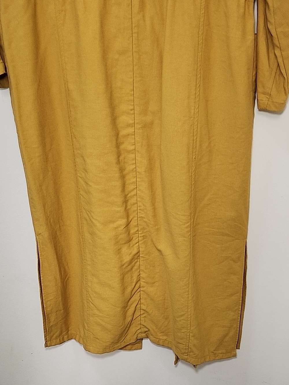 FRNCH PARIS Mustard Yellow Long Sleeve Open Front Blazer Black Tie Size S/M - Picture 12 of 16